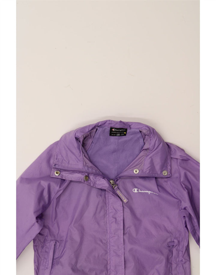 CHAMPION Girls Rain Jacket 5-6 Years XS Purple Vintage Champion and Second-Hand Champion from Messina Hembry 