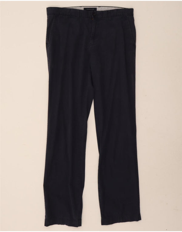 Pantaloni chino dritti da uomo Tommy Hilfiger W34 L34 cotone blu navy
