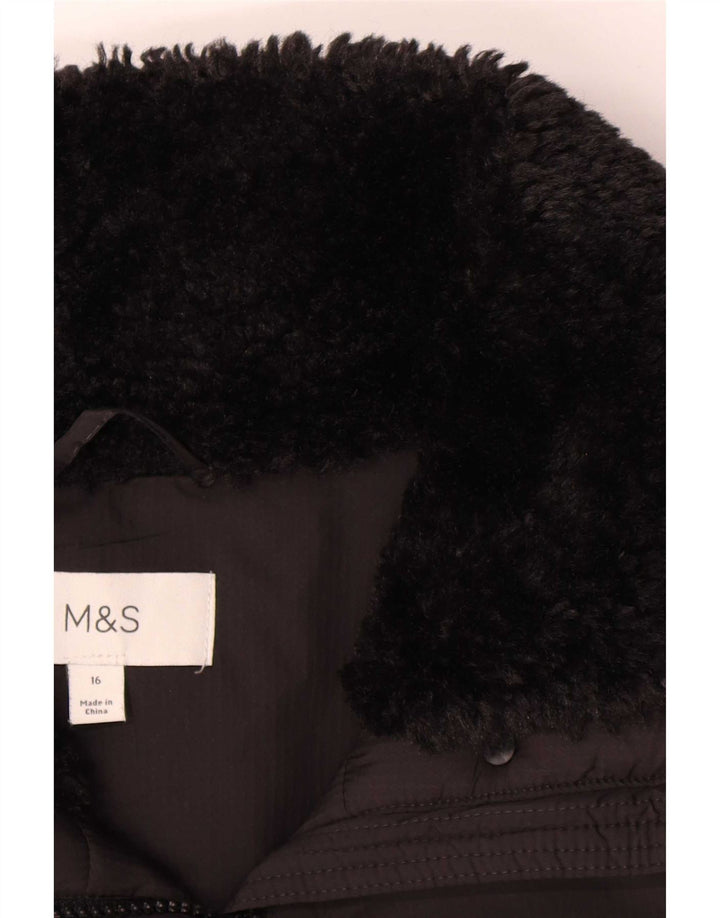 Giacca imbottita oversize da donna Marks & Spencer UK 16 grande poliestere nero