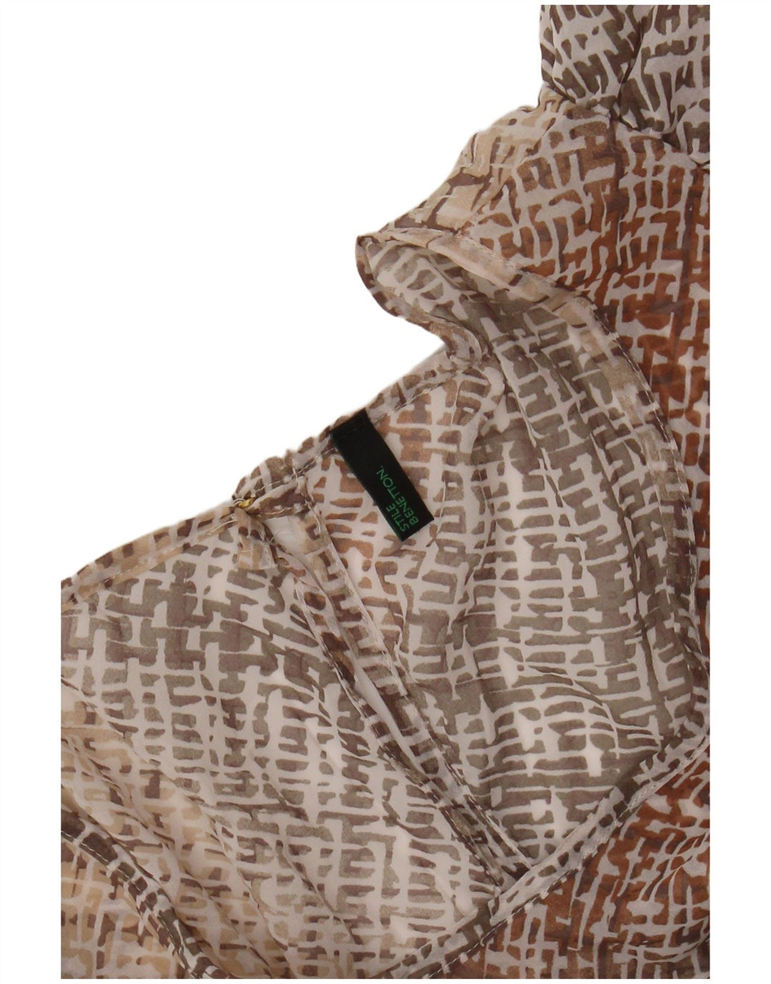 BENETTON Abito da donna a trapezio a pipistrello UK 12 Beige medio a quadri