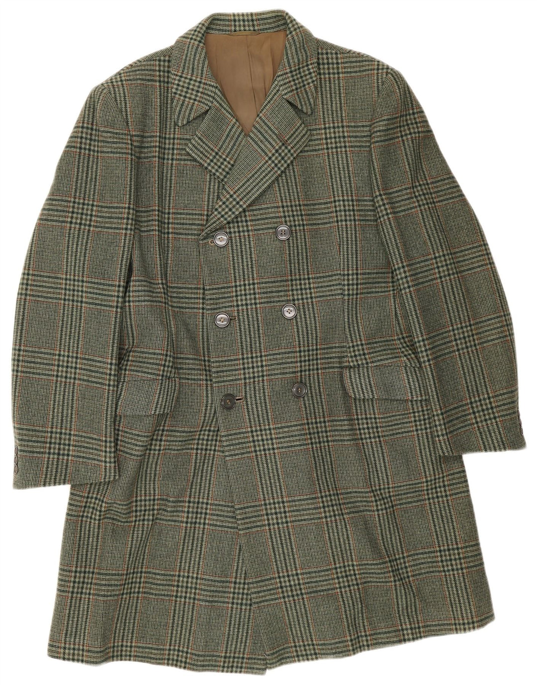 Cappotto doppiopetto da uomo Marzotto UK 38 Pied de poule verde medio