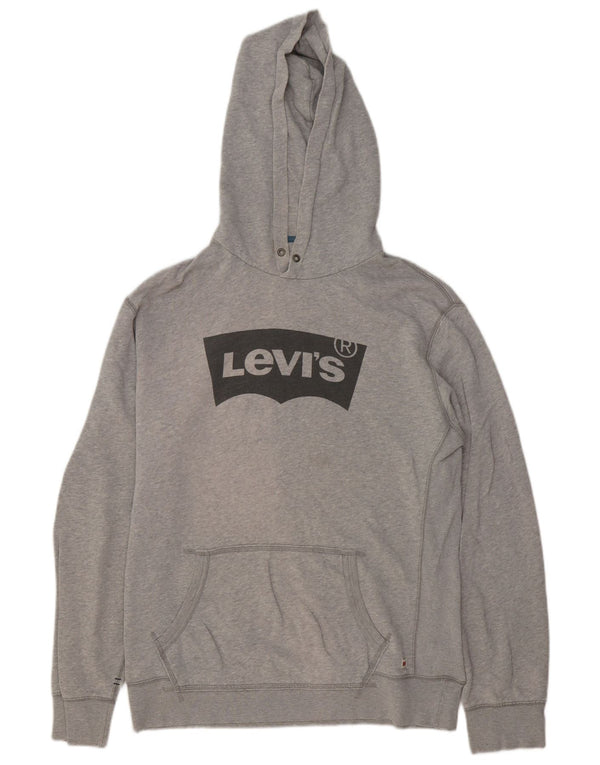 Maglione con cappuccio grafico da uomo Levi's Large in cotone grigio