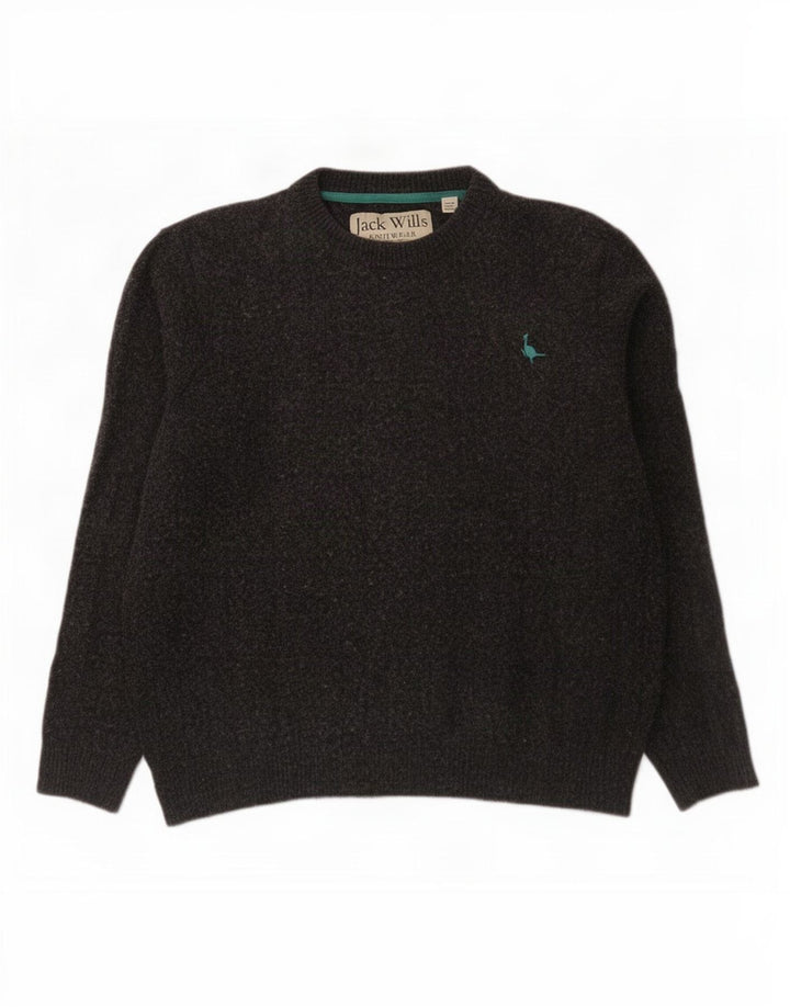 Maglione girocollo da uomo Jack Wills in lana merino grigio medio