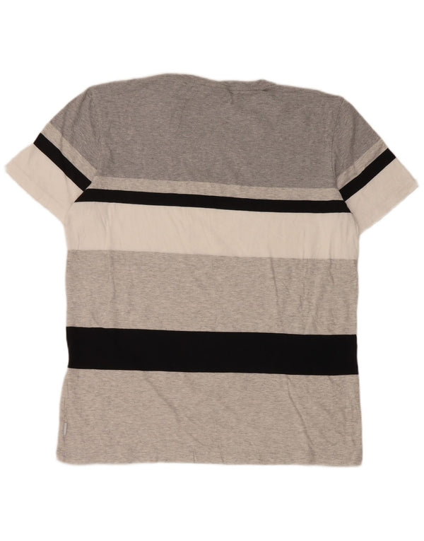 T-shirt da uomo Adidas Top grande in cotone a righe grigie