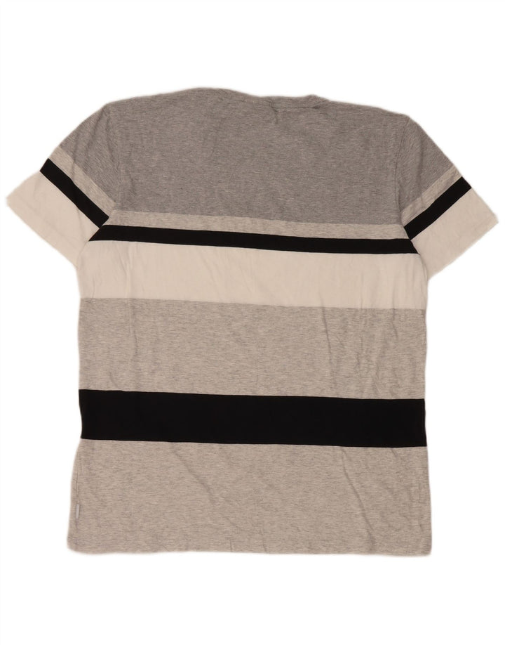 T-shirt da uomo Adidas Top grande in cotone a righe grigie