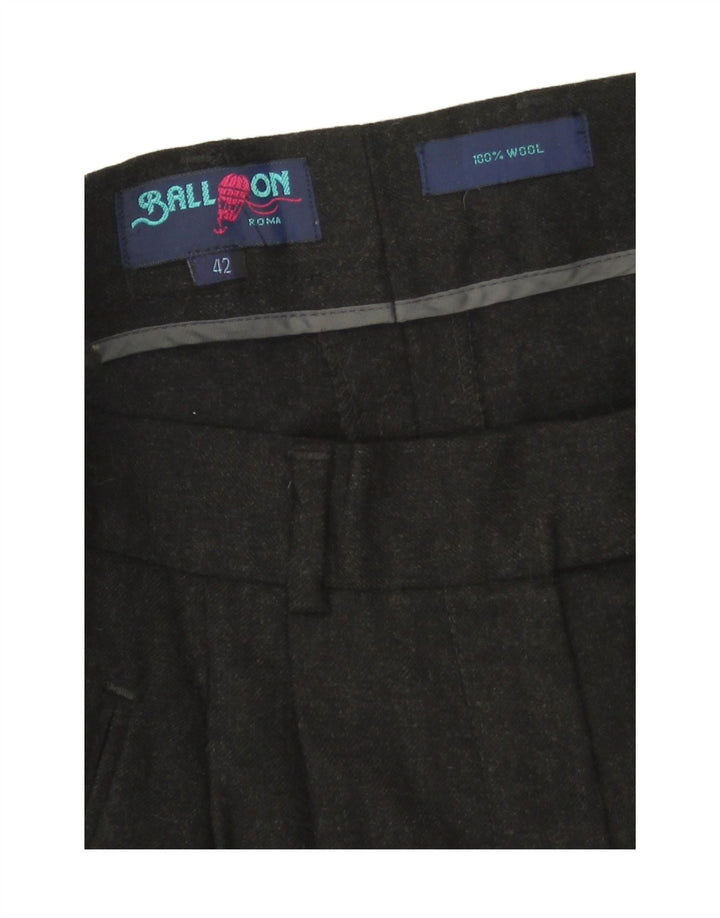 Pantaloni da abito con pedge da donna Balloon IT 42 Medium W27 L28 Lana nera