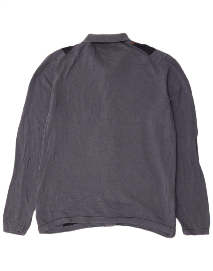 Maglione cardigan da uomo Marks & Spencer grande cotone a righe blu navy