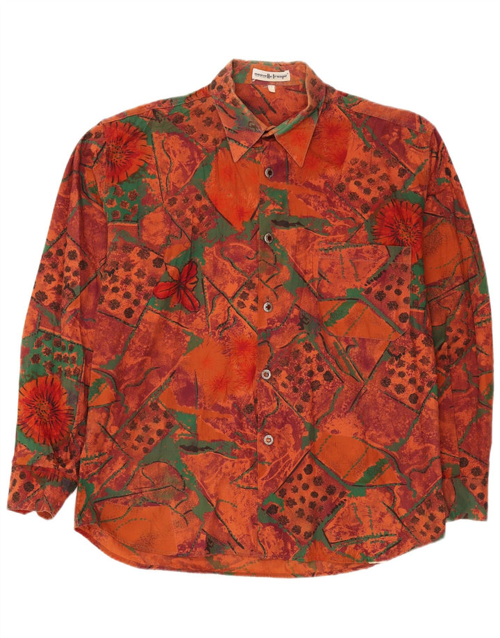 Camicia da uomo vintage grande patchwork arancione