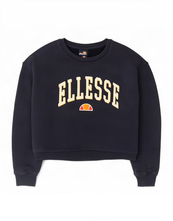 Felpa grafica corta da donna Ellesse, maglione UK 12, medio, blu navy