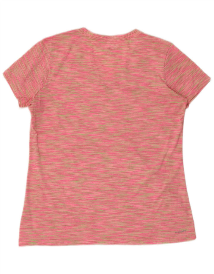 REEBOK Womens T-Shirt Top UK 14 Large Pink Pinstripe Polyester