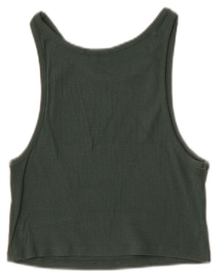 Canotta corta da donna Zara UK 12 cotone verde medio