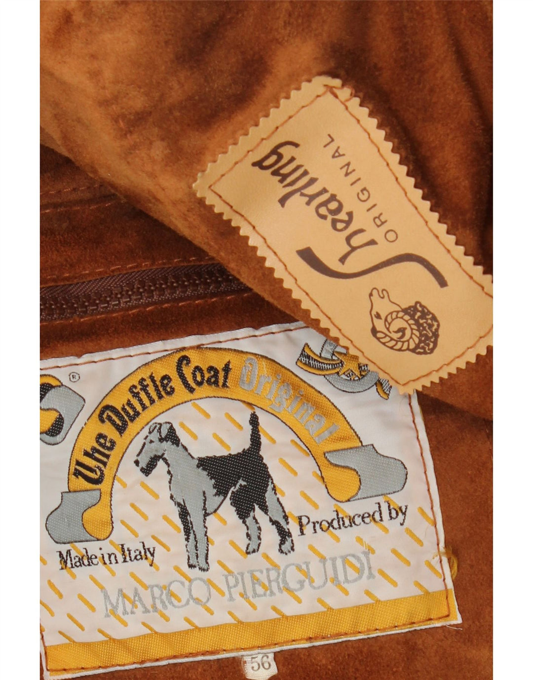 Giacca in shearling vintage da uomo IT 56 3XL Shearling marrone