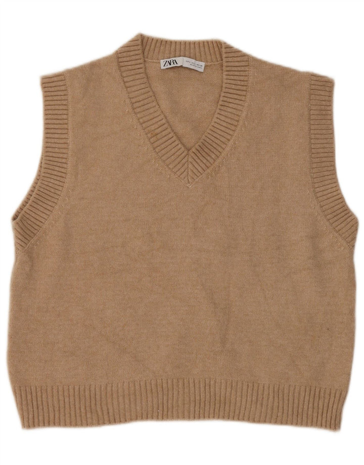 Canotta canotta da donna Zara UK 16 grande poliestere beige