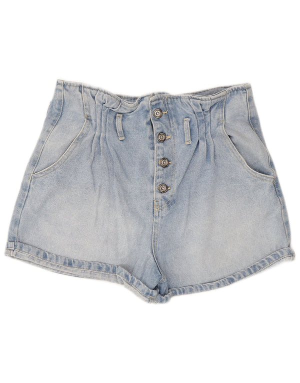 Pantaloncini di jeans a vita alta da donna Zara EU 38 piccoli W28 cotone blu