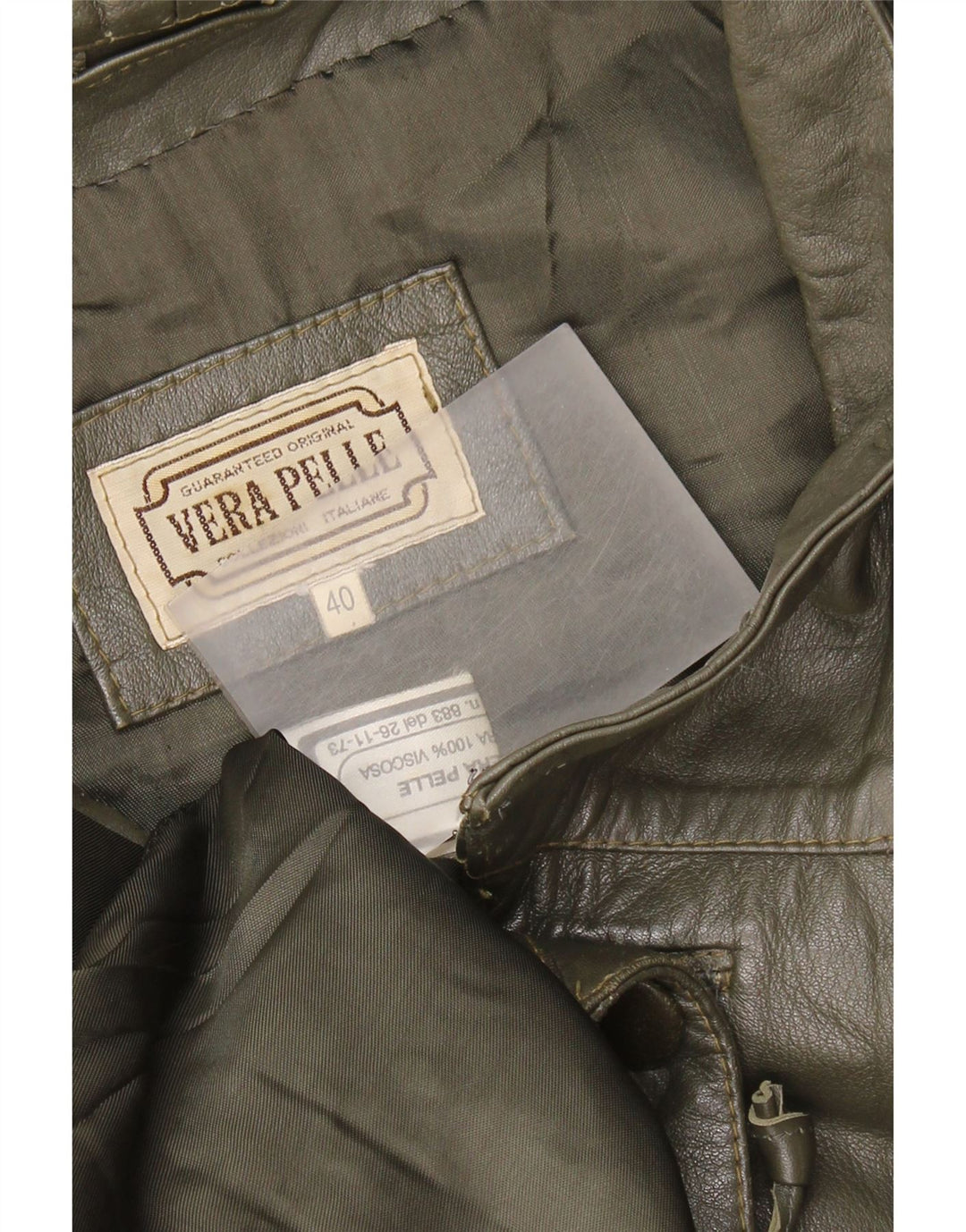 Cappotto oversize in pelle vintage da donna IT 40 piccolo in pelle verde color block