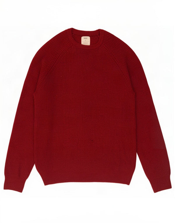 Maglione maglione girocollo da uomo Marks & Spencer medio bordeaux screziato