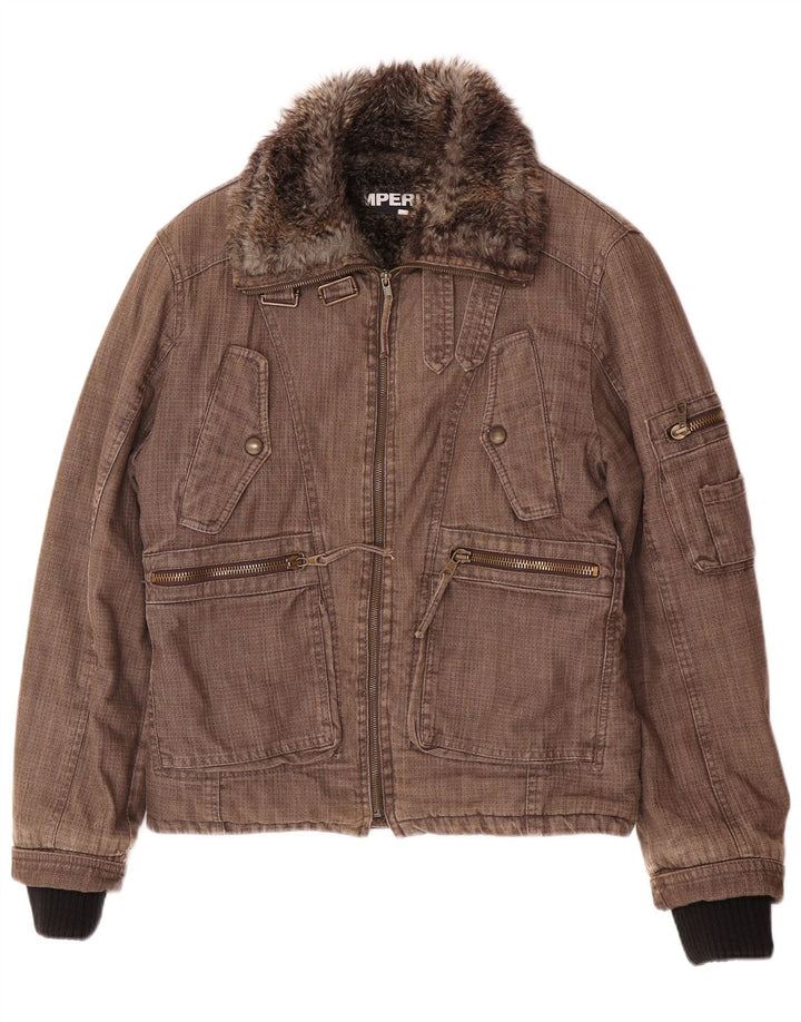 Giacca a vento bomber in shearling da uomo Imperial UK 38 Cotone marrone medio