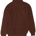 Tommy Hilfiger Maglione da uomo con zip e collo in lana d'agnello marrone piccolo