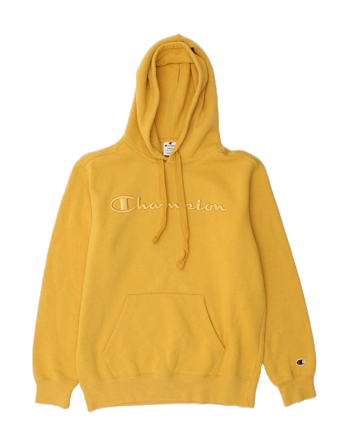 CHAMPION Mens Graphic Hoodie Jumper Small Yellow Vintage Champion and Second-Hand Champion from Messina Hembry 