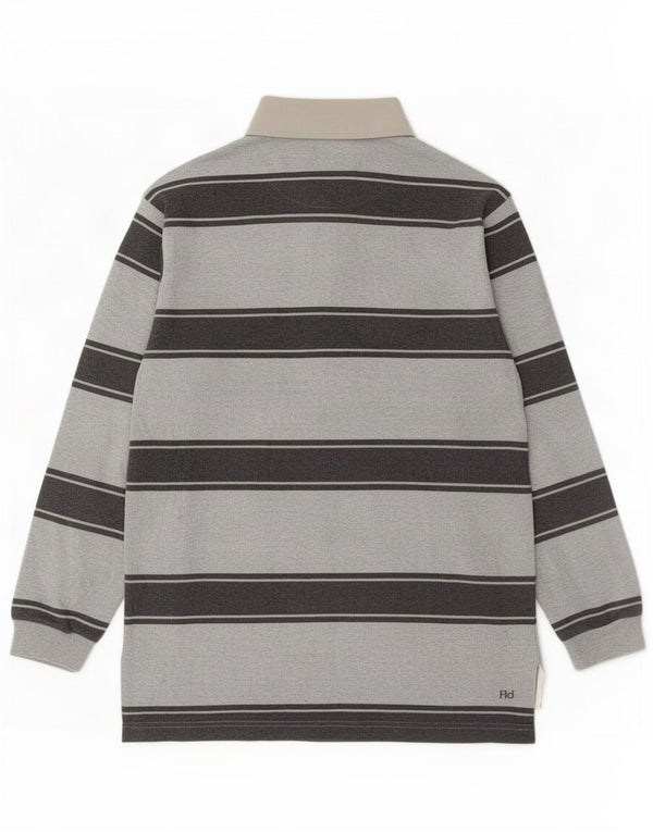 Polo da rugby da uomo a maniche lunghe Slam piccola in cotone a righe grigie