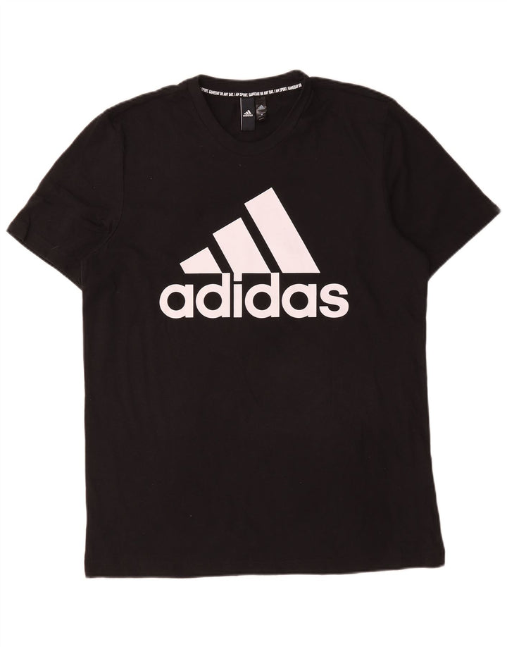 T-shirt grafica da uomo Adidas Top in cotone nero medio