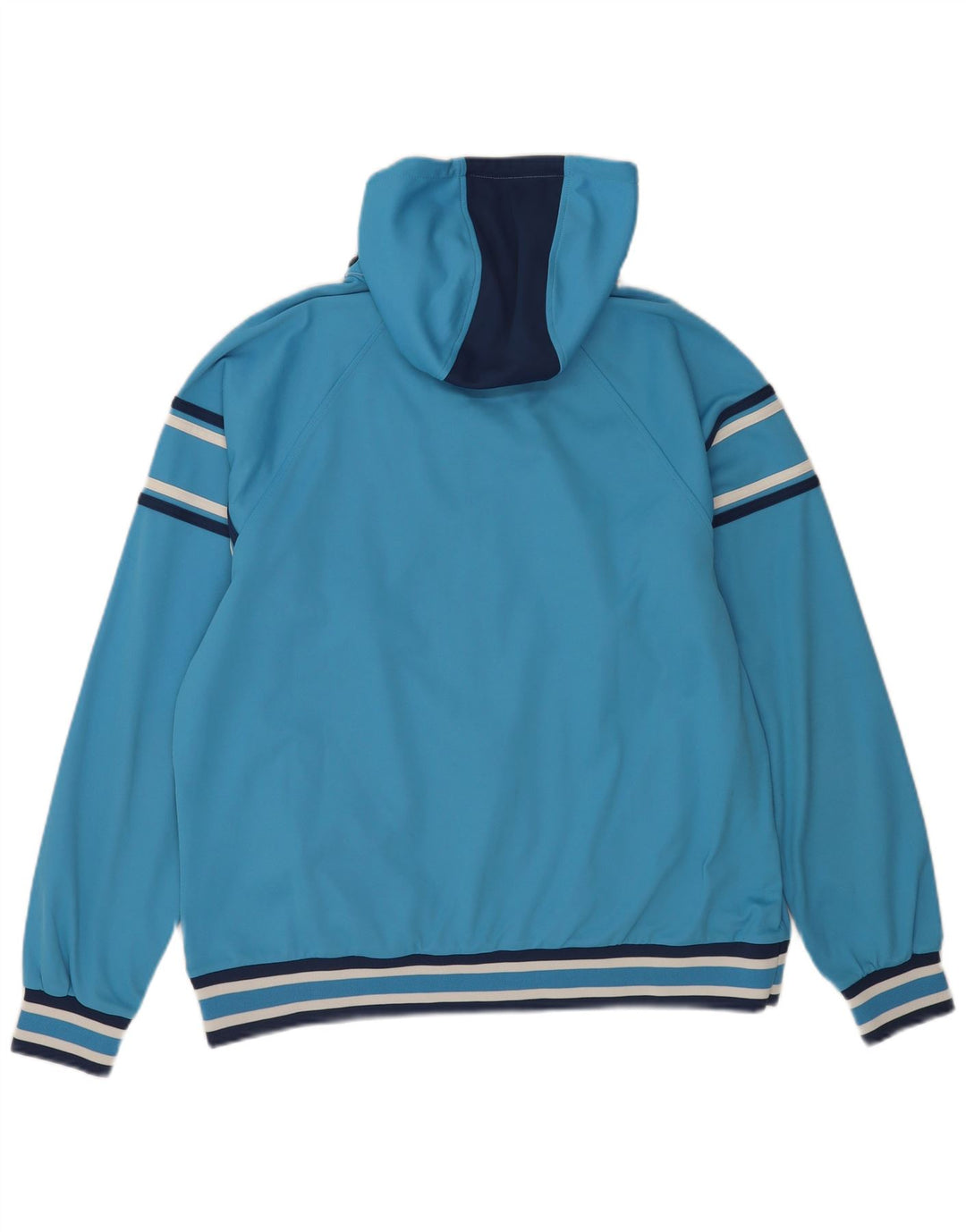 Asics Mens Hooded Tracksuit Top Jacket Large Blue Striped Polyester