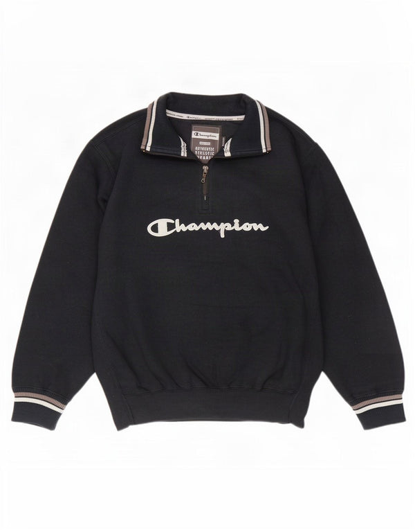 Felpa Champion da uomo con collo con zip grafica, maglione a righe nere medie