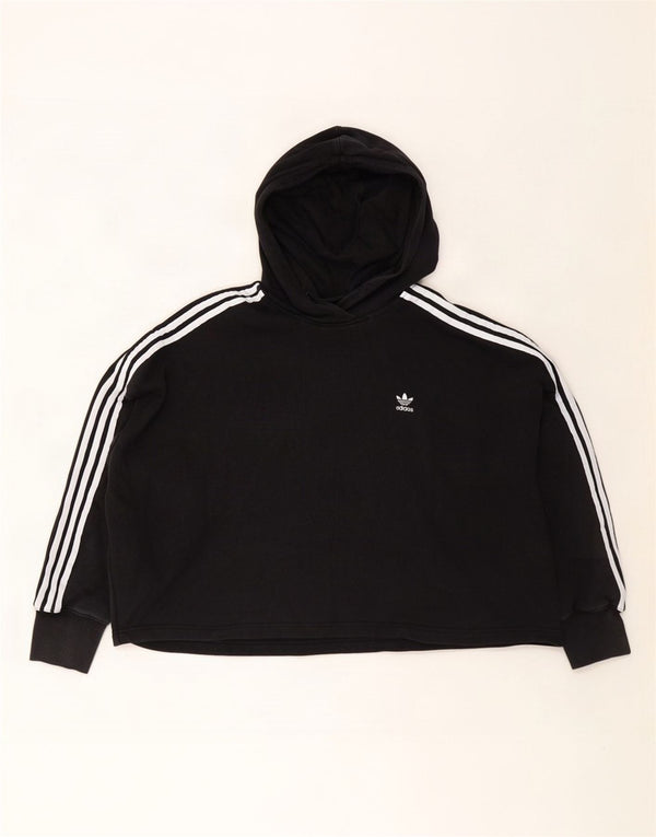 Maglione con cappuccio oversize corto da donna Adidas UK 24/26 2XL Cotone nero