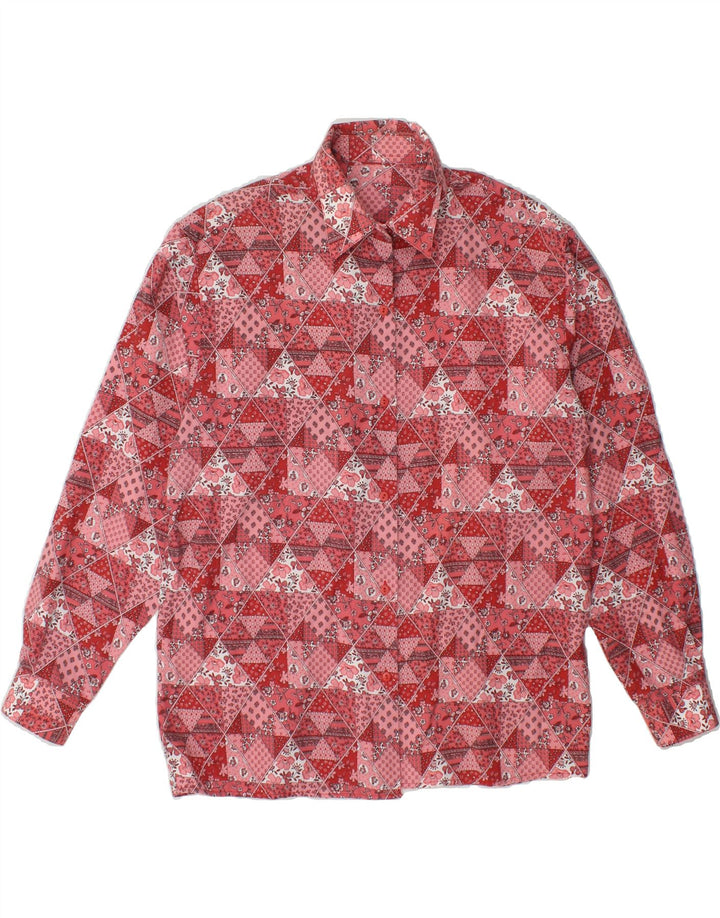 VINTAGE Womens Shirt UK 14 Large Pink Floral Vintage Vintage and Second-Hand Vintage from Messina Hembry 