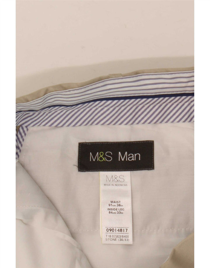 Pantaloni chino con pegging da uomo Marks & Spencer W36 L33 in cotone beige
