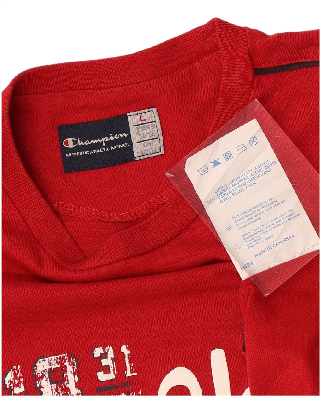 Canotta grafica CHAMPION per ragazzi 11-12 anni, grande, cotone color block rosso