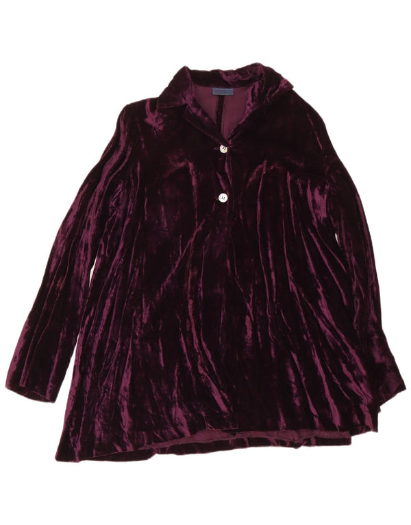 Abito a tunica in velluto a maniche lunghe da donna vintage UK 12 Viola medio