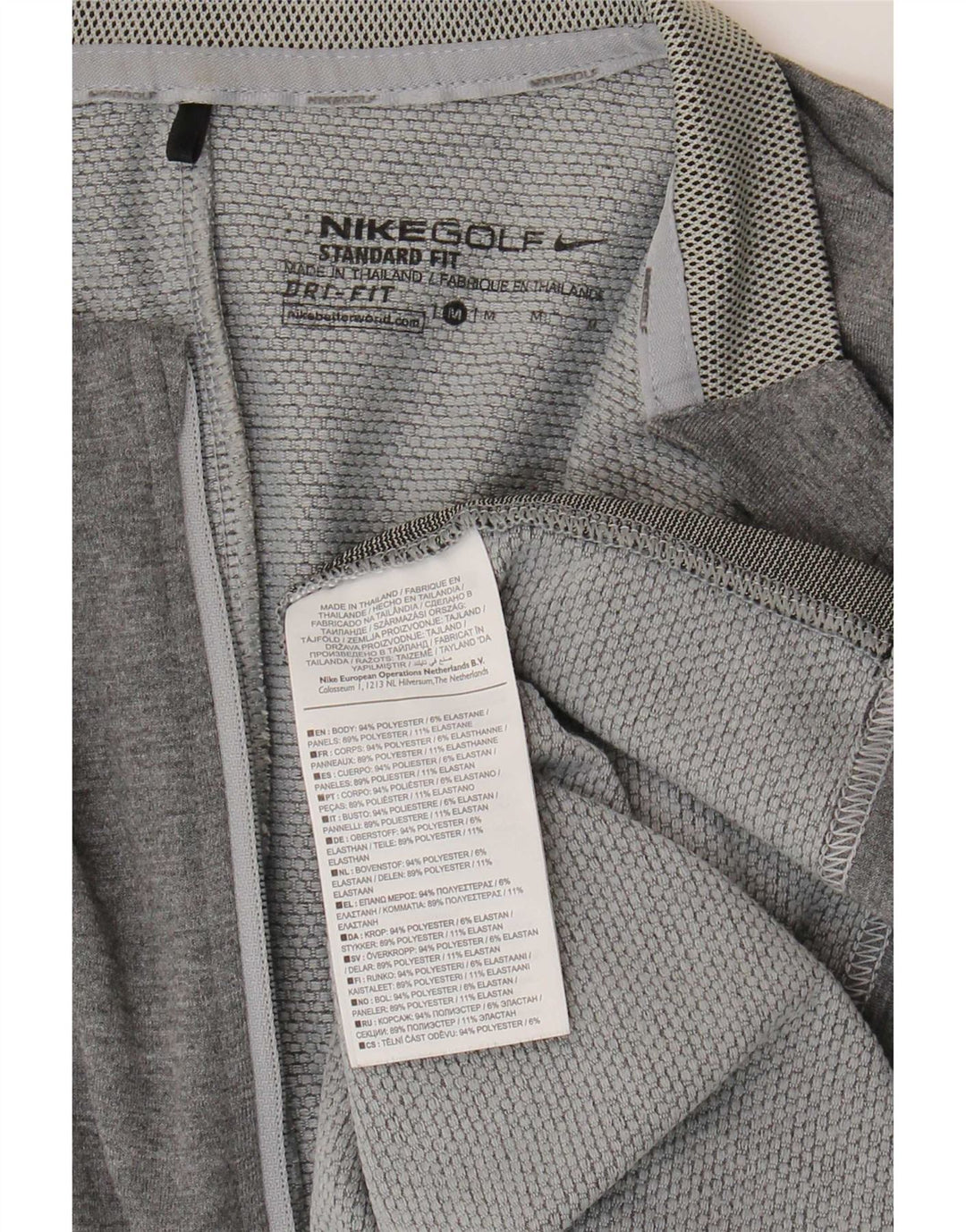 Maglia da tuta Nike Dri Fit Zip Neck Pullover da uomo in poliestere grigio medio