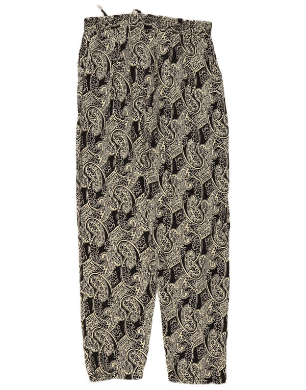 Pantaloni larghi da donna vintage a vita alta XL W36 L29 Beige Paisley