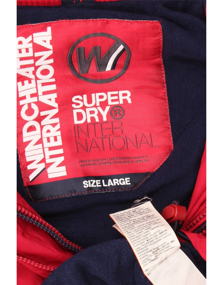 Giacca a vento con cappuccio da donna Superdry Windcheater UK 16 Large Rossa