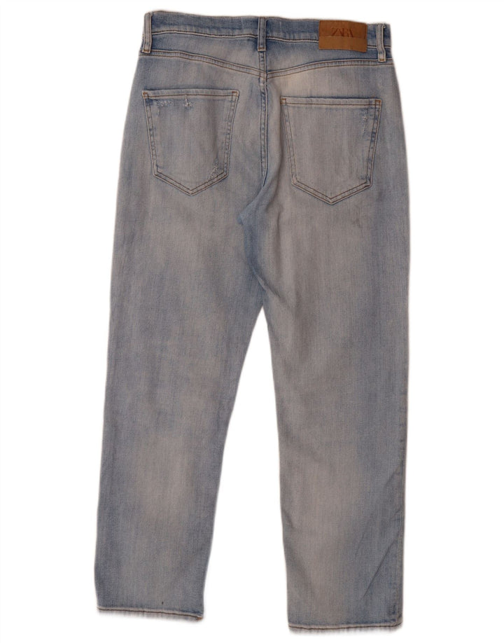 Jeans dritti effetto invecchiato da donna Zara EU 40 medio W30 L27 cotone blu