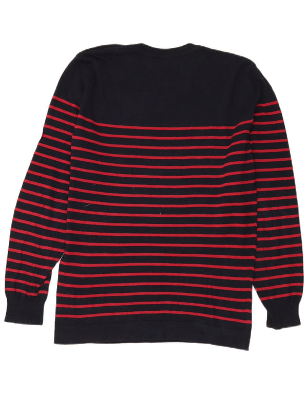 Maglione girocollo da uomo Zara in cotone a righe medie blu navy