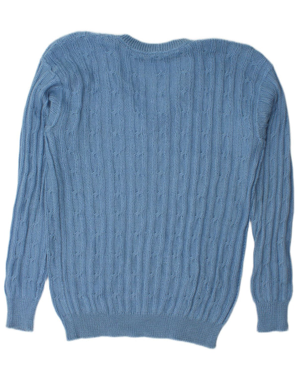 Maglione maglione vintage da uomo con scollo a V XL blu