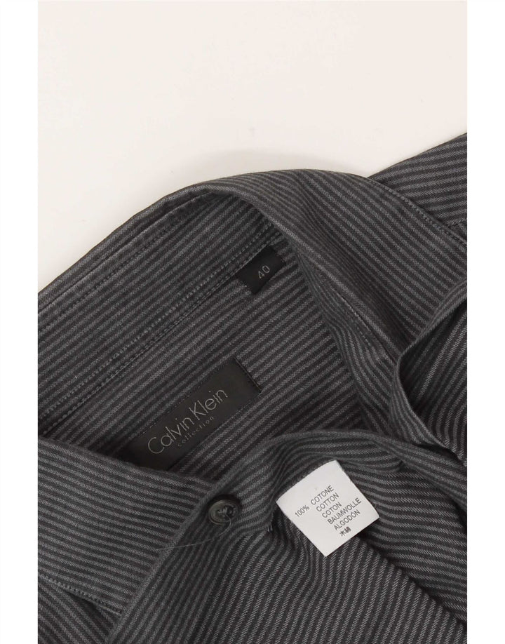 Camicia da uomo Calvin Klein taglia 40 cotone a righe grigio medio