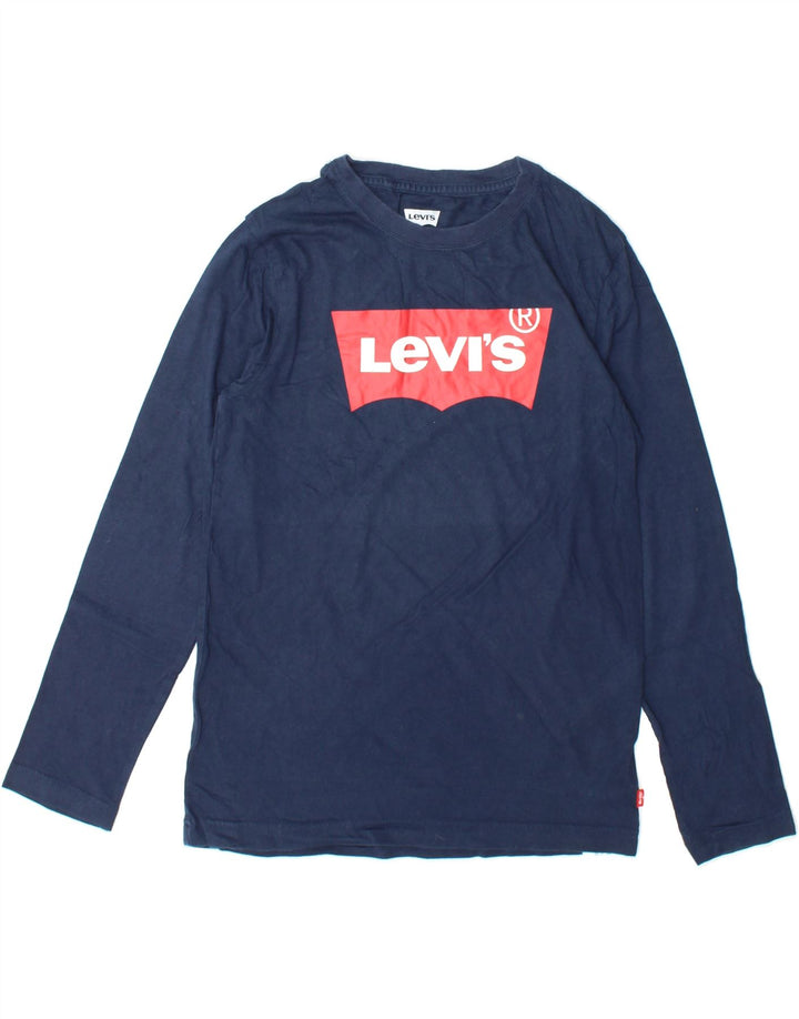 LEVI'S Boys Graphic Top Long Sleeve 12-13 Years Large  Navy Blue Cotton Vintage Levi's and Second-Hand Levi's from Messina Hembry 