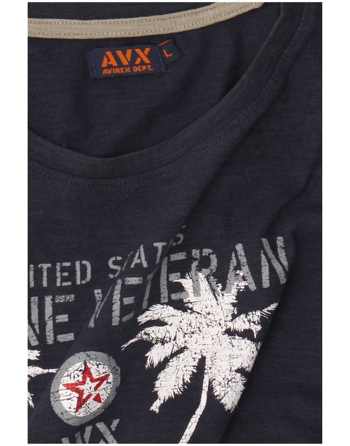 T-shirt grafica da uomo Avirex Top Large Blu Navy