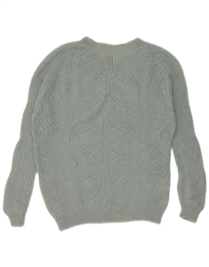 Maglione da donna oversize con scollo a V Stefanel UK 6 XS blu poliammide
