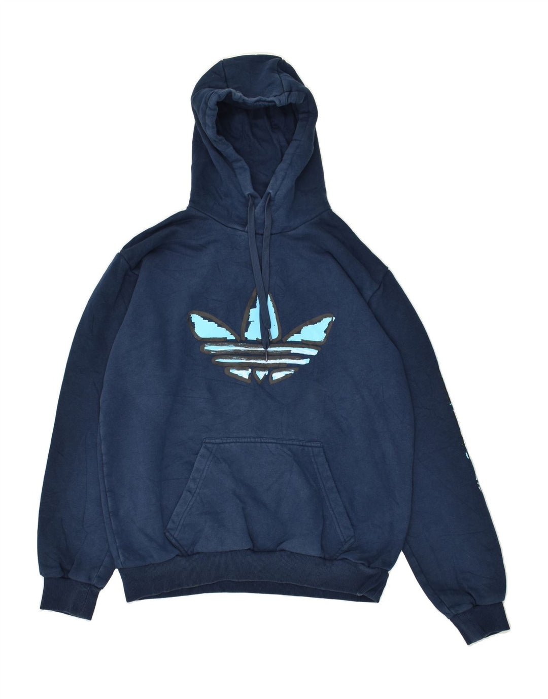 Maglione con cappuccio grafico da uomo ADIDAS medio blu navy in poliestere