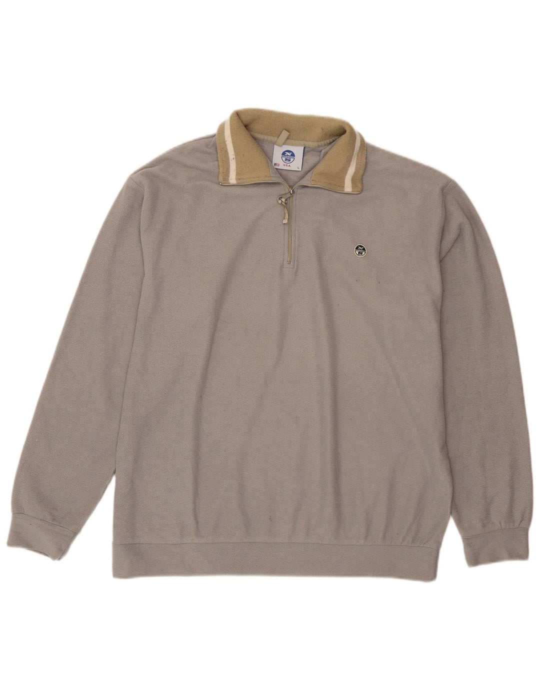 NORTH SAILS Maglione in pile da uomo con zip e collo, grande, in poliestere grigio