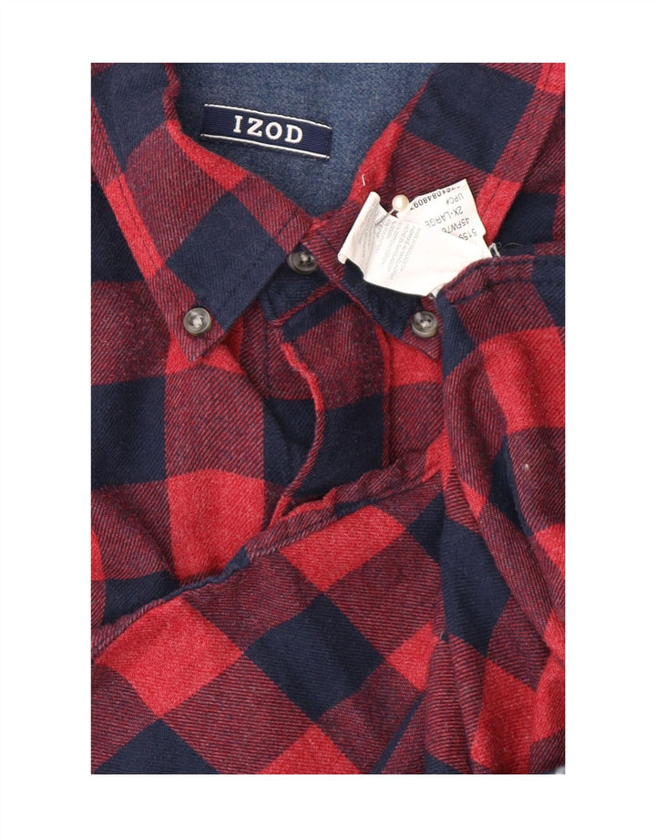 IZOD Mens Flannel Shirt 2XL Red Gingham Cotton Vintage Izod and Second-Hand Izod from Messina Hembry 
