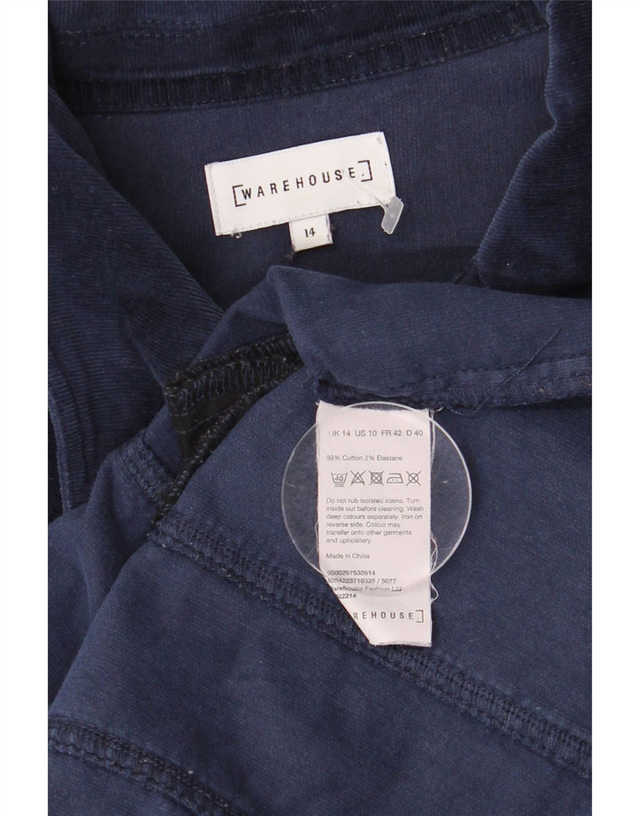 Cappotto da donna in velluto a coste Warehouse UK 14 grande cotone blu navy