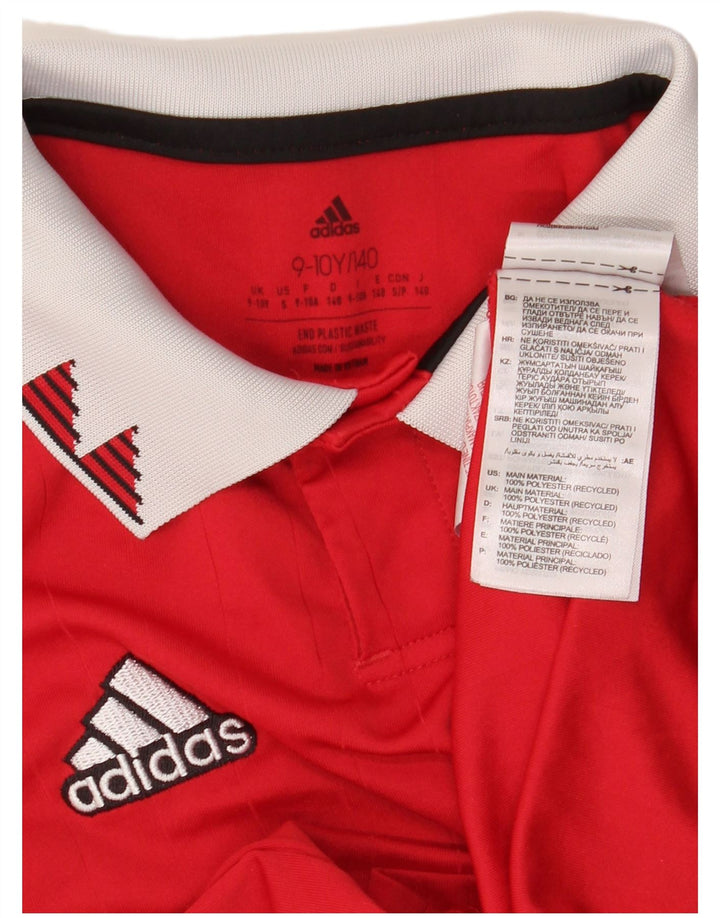 Polo grafica ADIDAS da bambino Manchester United 9-10 anni in poliestere rosso