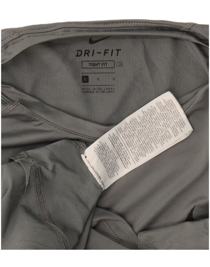 Nike - Maglia attillata da uomo a maniche lunghe, grande, in poliestere grigio