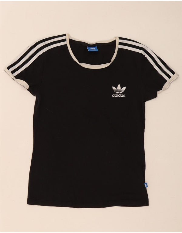 T-shirt da donna Adidas Top UK 8 Small in cotone color block nero