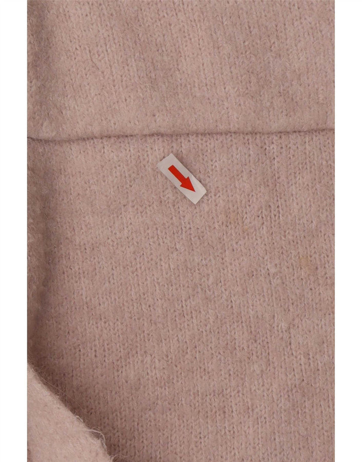 Maglione cardigan oversize a linea lunga da donna Zara UK 10 piccolo poliestere rosa
